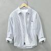 Japanese Style Stripes Long Sleeve Shirts for Men Spring and Summer 100 Cotton Men's Casual Shirt