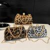 Small Leopard Half Moon Messenger Bags for Women Acrylic PVC Suitcase Luxury Metal Shoulder Bags