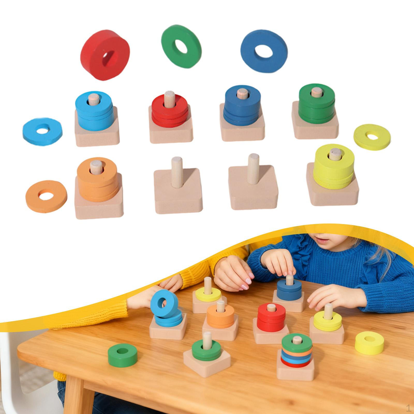 

Wood Color Sorting Stacking Toys Sensory Toy Logical Thinking Training Party Supplies Children Boys