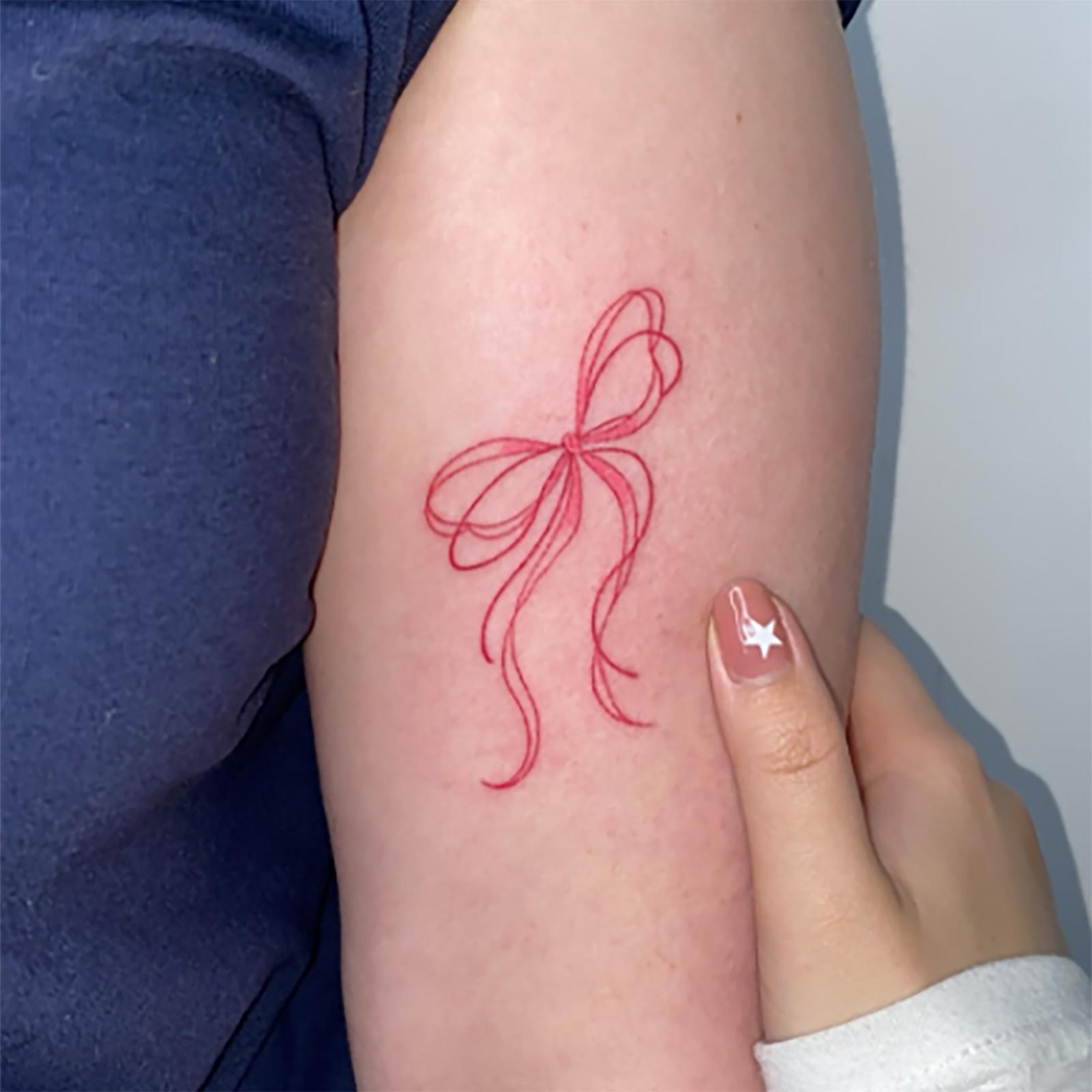 Glow Makeup Unisex Red Tattoo Sticker Simple Bow Tattoo Sticker Disposable Temporary Tattoo Sticker