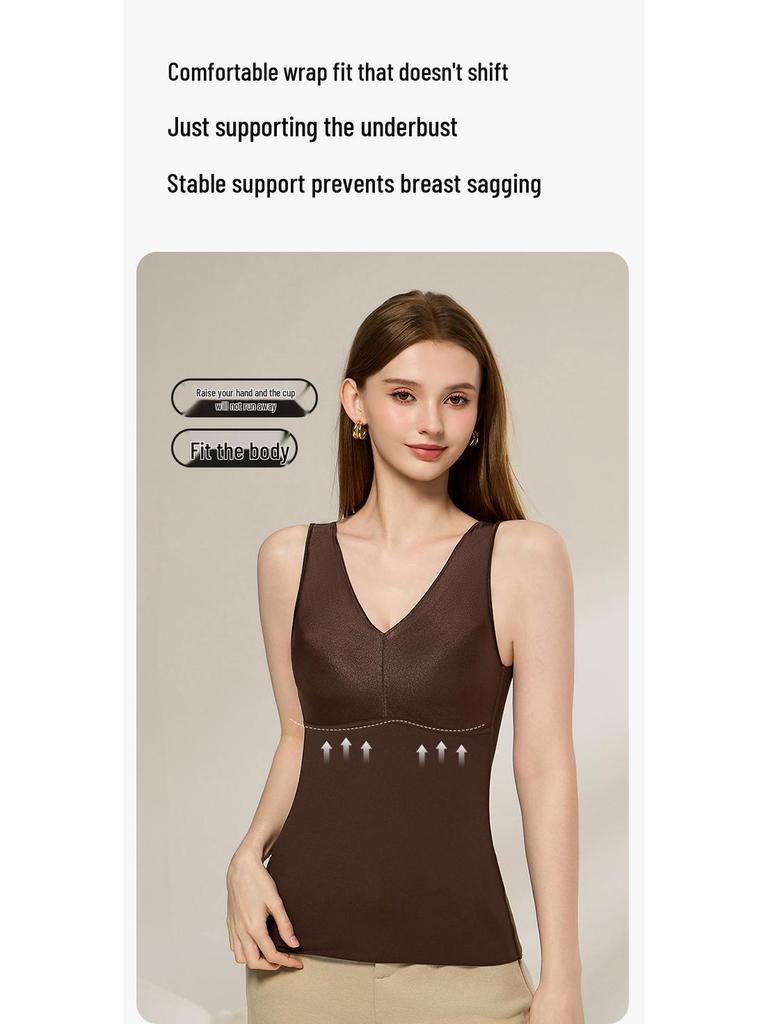 Women's Satin Brushed Heated Vest with Chest Pads - Comfortable, Slimming, Versatile Base Layer for Fall/Winter