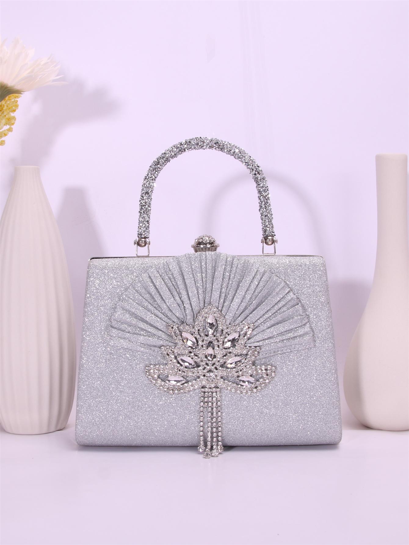 

Fan-shaped pleated dress banquet portable dinner bag foreign style simple design shoulder messenger bag