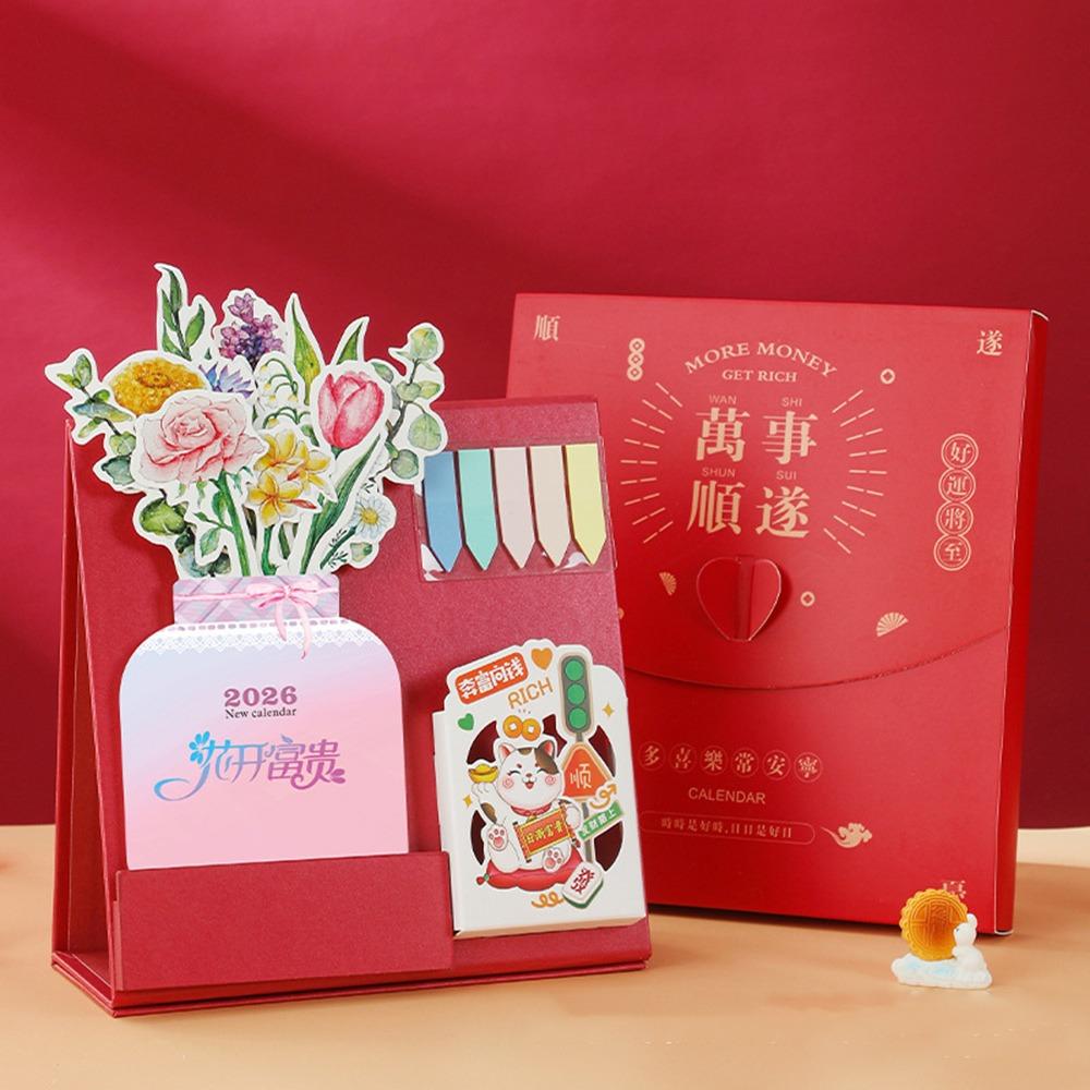 Wooden Base 2026 Desktop Calendar Detachable Base Monthly Planner  for New Year