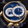 Automatic Mechanical Wristwatch Military Sport Male Clock Luxury Golden Case Creative Dial Men Mechanical Stylish Genuine Leather Watch