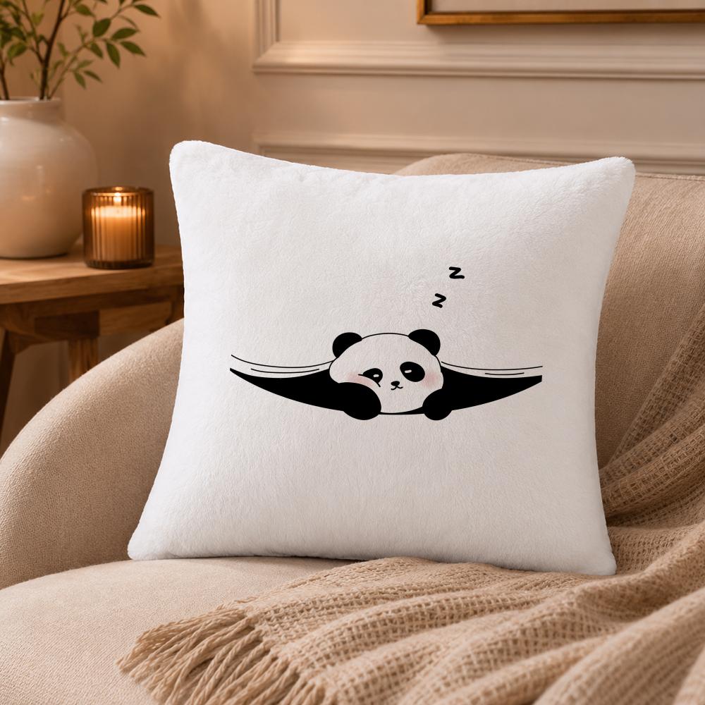 panda Cushion Cover Anti-dustmite Pillowcase Invisible zipper silky short plush Sofa cushion cover