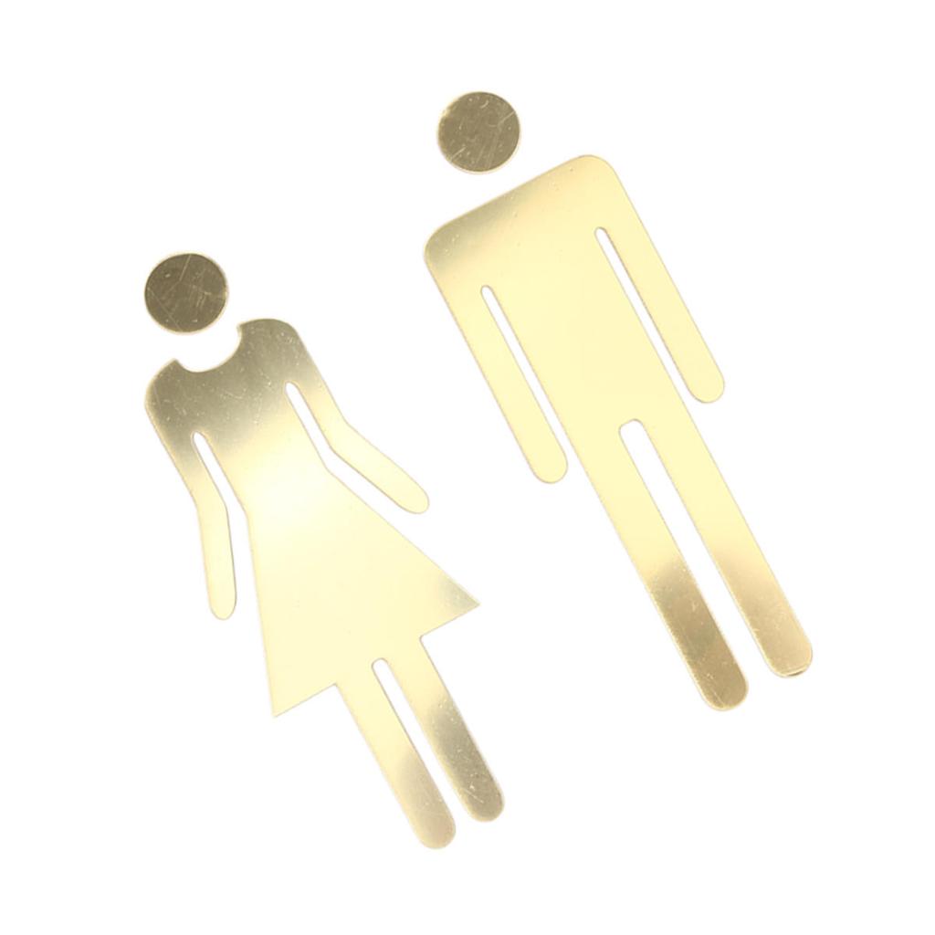 Black Gold Silver Color Toilet Sign Acrylic Wash Room Door Wall Label Sticker WC Holder Signage Board Home Bathroom Decor Male Female Restroom Signage