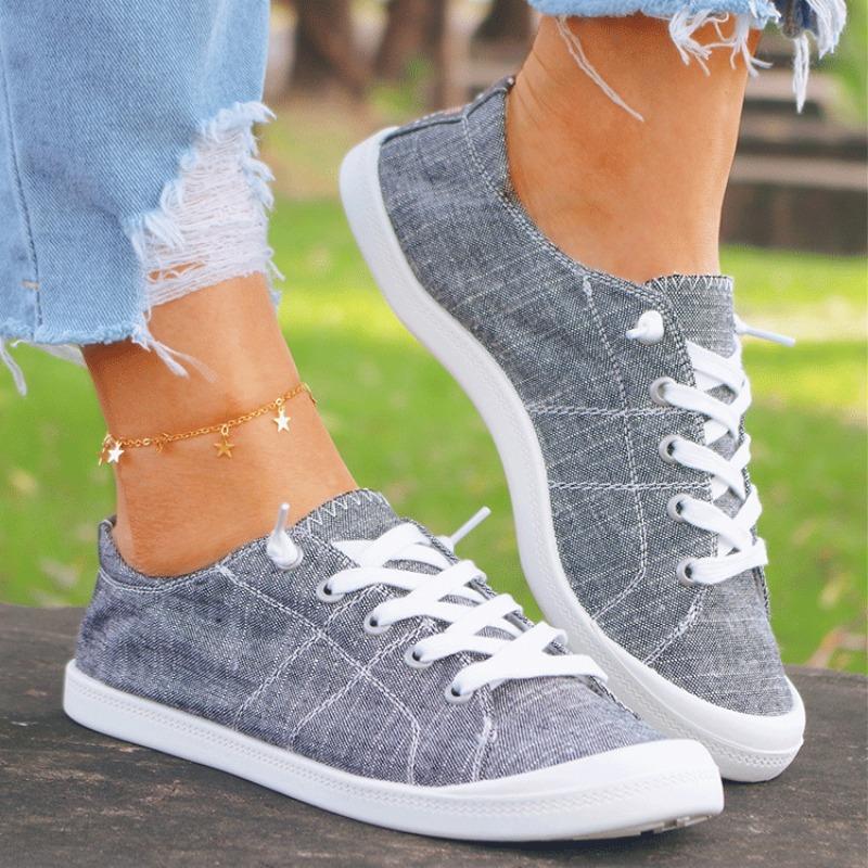 Lightweight and Comfortable Women's Casual Round Toe Solid Color Fabric Upper TPR Sole Outdoor Work Shoes, All-Season | Hand Wash or Professional Dry