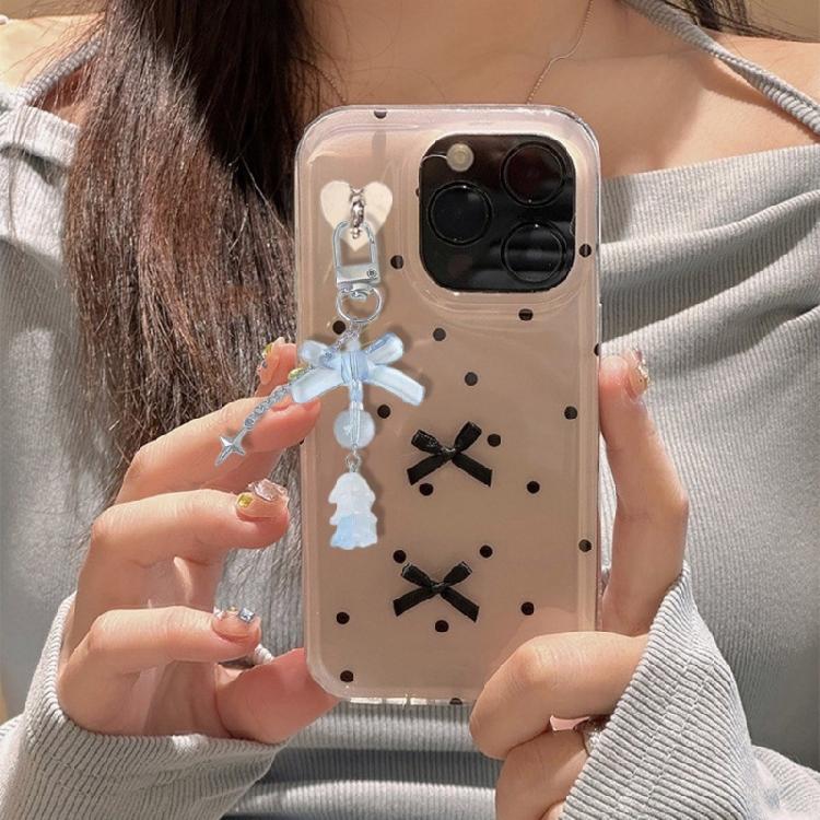 Cute Bowknot Flower Bead Keychain Hanging Decorations Keyring Hanging Ornament