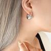 European & American Niche Design 18K Gold-Plated Titanium Steel C-Shaped Round Bead Earrings
