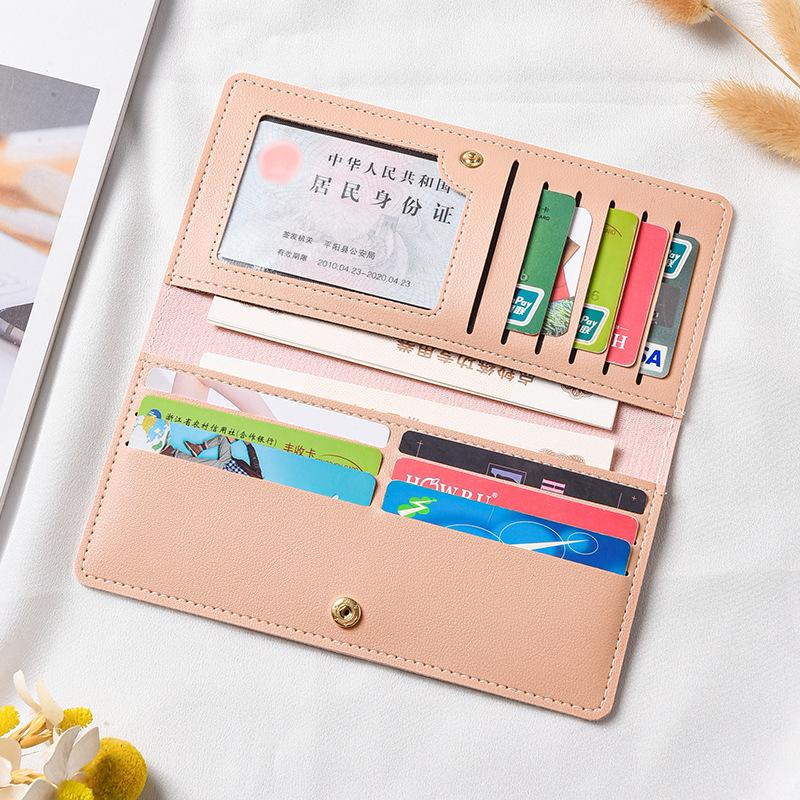 Stylish Ultra-thin Women's Leather Wallet with Buckle, Multiple Card Slots, Coin Purse, and Patchwork Design