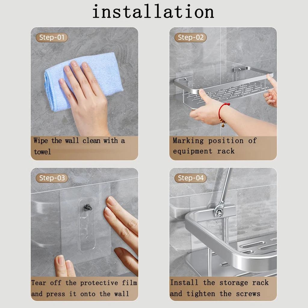 1pc - Wall mounted storage rack suitable for bathrooms and kitchens a space saving bathroom shelf that does not require drilling