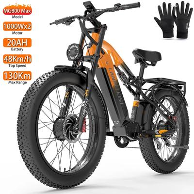 Electric Bicycle LANKELEISI MG800 Max 26" 1000Wx2 Dual Motor Electric Bike Adult Top Speed 48Km/h 48V 20AH 7 Speed Range 130Km Load 150KG