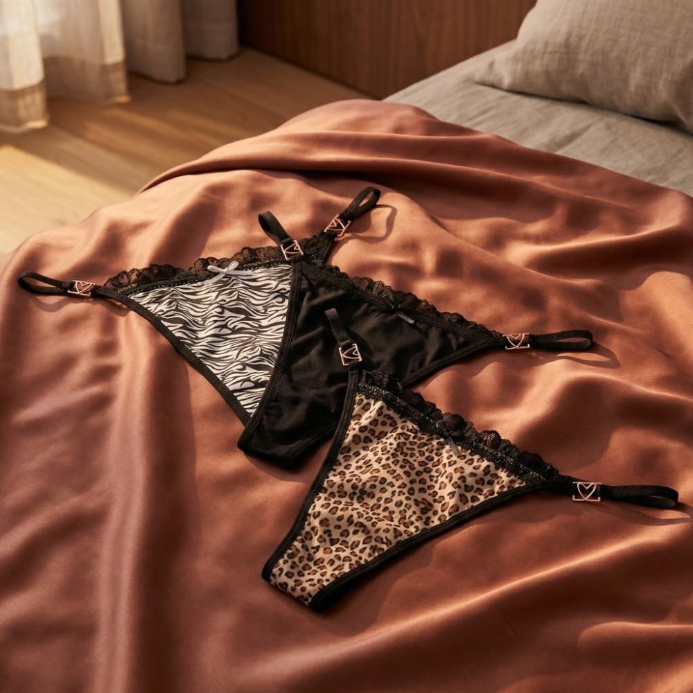 Trendy Underpants Law Waist Bow Thin Belt Lace Korean Underwear Briefs Women Panties G-String Thong