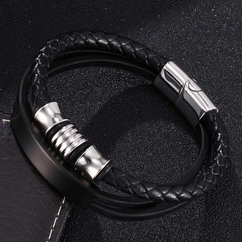 New Fashion Multi-layer Genuine Leather Bracelet Men Jewelry Women Accessories Bangles Jewelry Gifts BB0372
