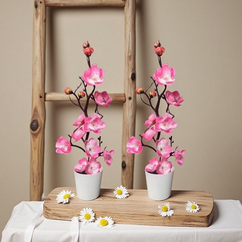 Wedding Sweet Artificial Plum Flowers Bright Color Home Decoration Potted Plum Flower Bonsai Simulation Blossom Wedding