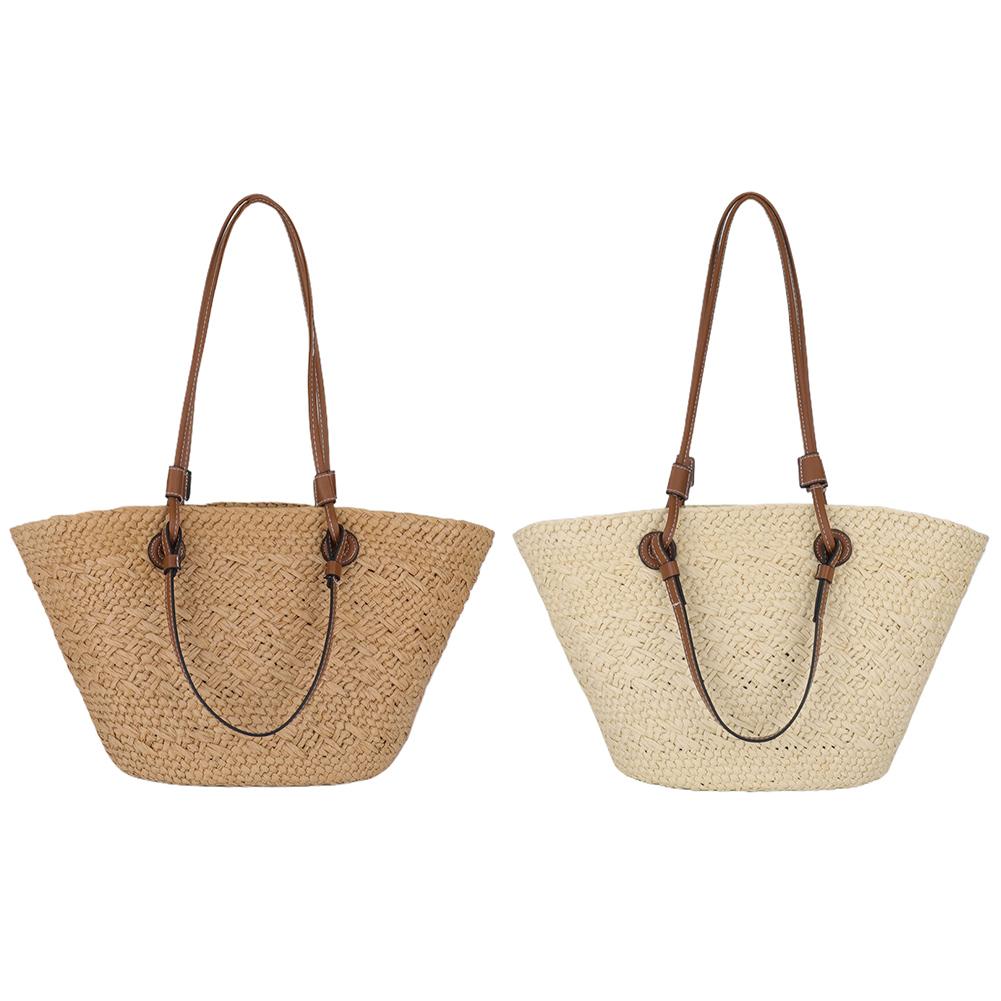 Straw Woven Tote Bags for Women Shoulder Raffia Bag 2025 Rattan Large Shopping Basket Beach Bag Luxury Crochet Handbag Tote Bag