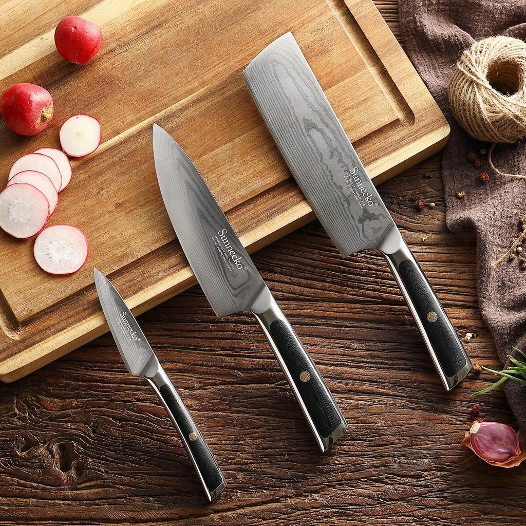 Sunnecko Knife Nakiri Chef Peeling Damascus 73 Stainless Home Commercial Kitchen Paring All Purpose Vegetable Meat Fish Gift Set, Knife, Knife,