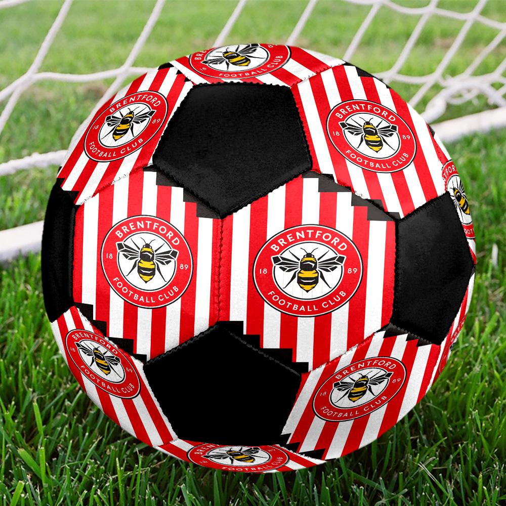 Brentford FC Indoor Soccer Ball Colorful All Ages Size 5 Machine Stitched PVC Competition Ready Durable High-Bounce