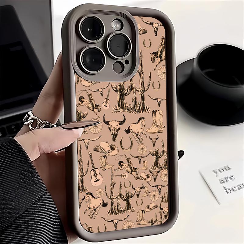 For Samsung Galaxy A15 A16 A35 A55 A14 A34 A54 A33 A52 S25 S24 Ultra S23 S22 Plus S21 FE Case Western Graffiti Brown Soft Cover