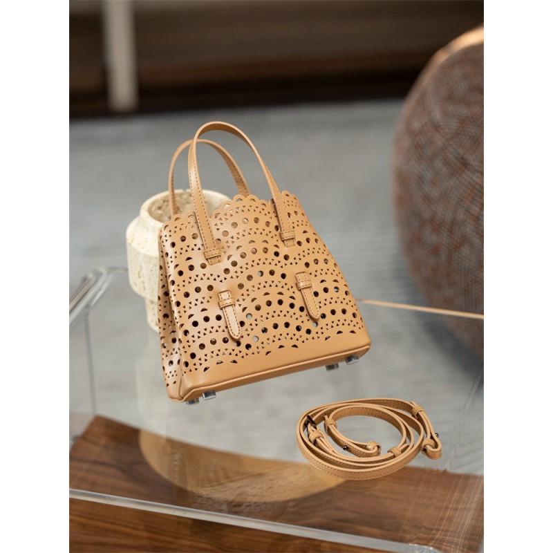 Small Wave Cutout Leather Tote Bag Crossbody Shoulder Set Women