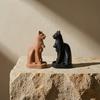 3D Printed Egyptian Cat Goddess Figurine, Vintage Gothic Dark Style Statue, Matte Black & Terracotta Orange Ornament, Mini Craft for Home Office