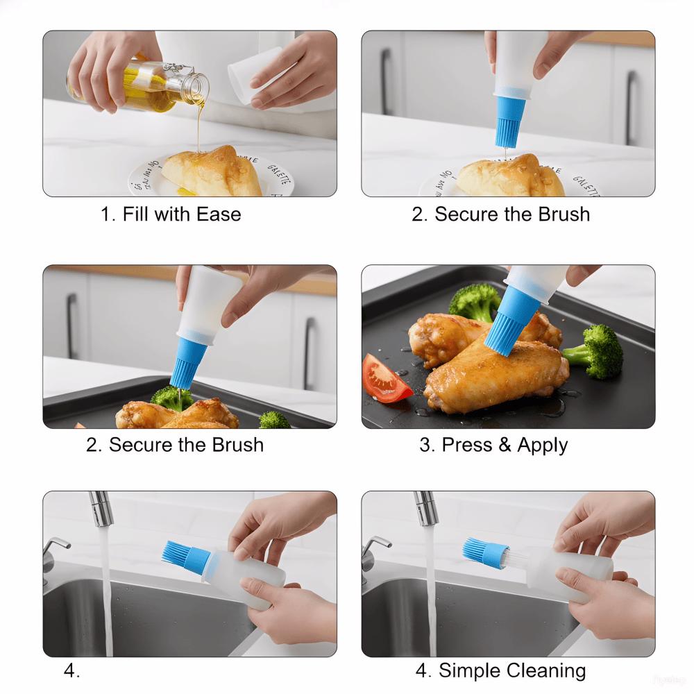 Portable Practical and Attractive Brush Oil Bowl Brush for Oiled Takoyaki BBQ Cooking Silicone Basting Brush Kitchen BBQ Tools