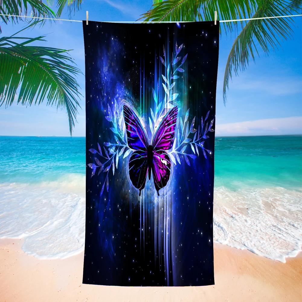Butterfly And Flowers Bath Towel Soft Quick Dry Beach Towel Absorbent Hand Towels Multipurpose for Bathroom Hotel Gym Spa Sport