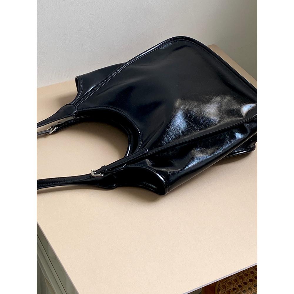 IELGY Retro All-Match Commuter Tote Bag Large Capacity Black Portable One Shoulder
