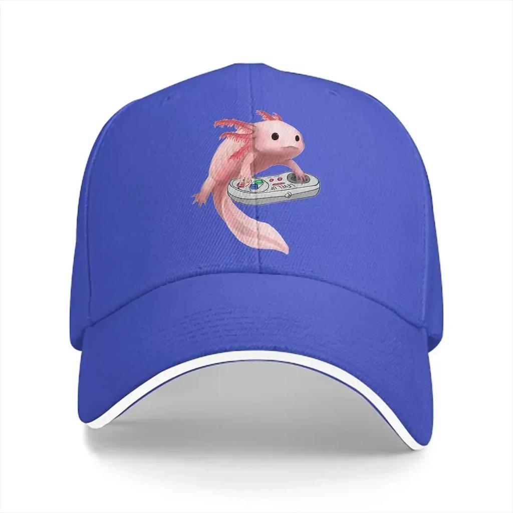 Axolotl Fish Playing Video Game Unisex Baseball Caps Peaked Cap Sun Shade Cycling Hat Animal One Hundred Fish