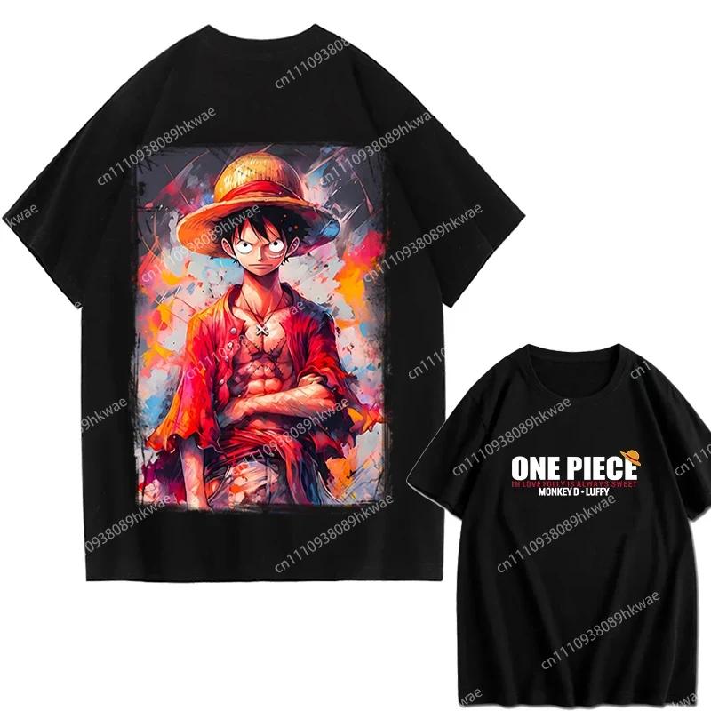 One Piece Zoro Luffy Gear 5 Printed Shortsleeved Cotton Tshirt Summer Tide Pure Cotton Unisex Clothing