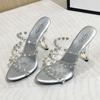 Damen Sexy Heels Sandalen 11cm High Fashion Heels Mädchen Schuh Slipper High Heel Lackleder Pumps Kristall Absatz Sandalen