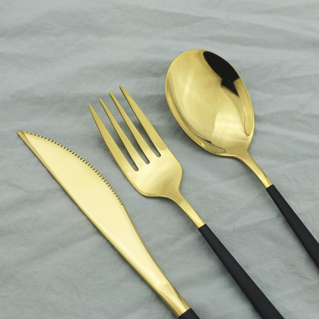 Pink Gold Cutlery Set 18/10 Stainless Steel Dinnerware Set 24Pcs/Set Knives Fork Spoon Dinner Flatware Set Kitchen Tableware Set