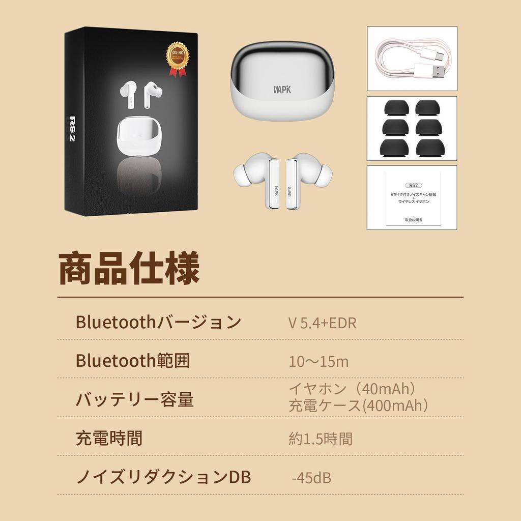 Wireless Bluetooth Earbuds with the Latest Noise Cancelling Automatic 6 13mm OSNC ENC Noise Clear Audio Single or Japanese Instruction Manual