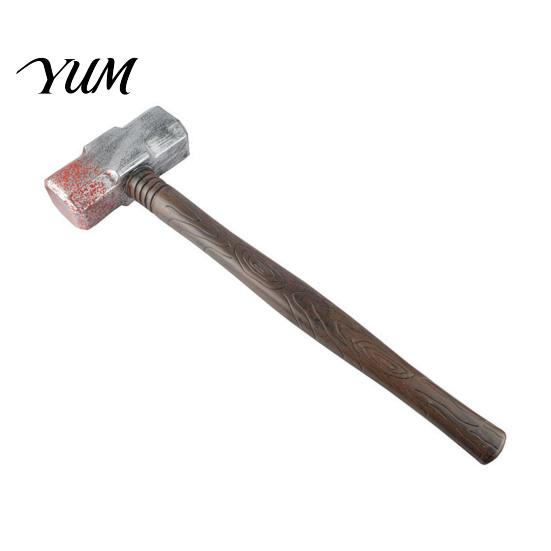 Realistischer Plastikhammer Fake Requisite, Leichter Vorschlaghammer für Halloween-Kostüm Detailliertes Zubehör, Gruselige Kunstblut-Waffe Cosplay, Gruselige Requisite Cosplay