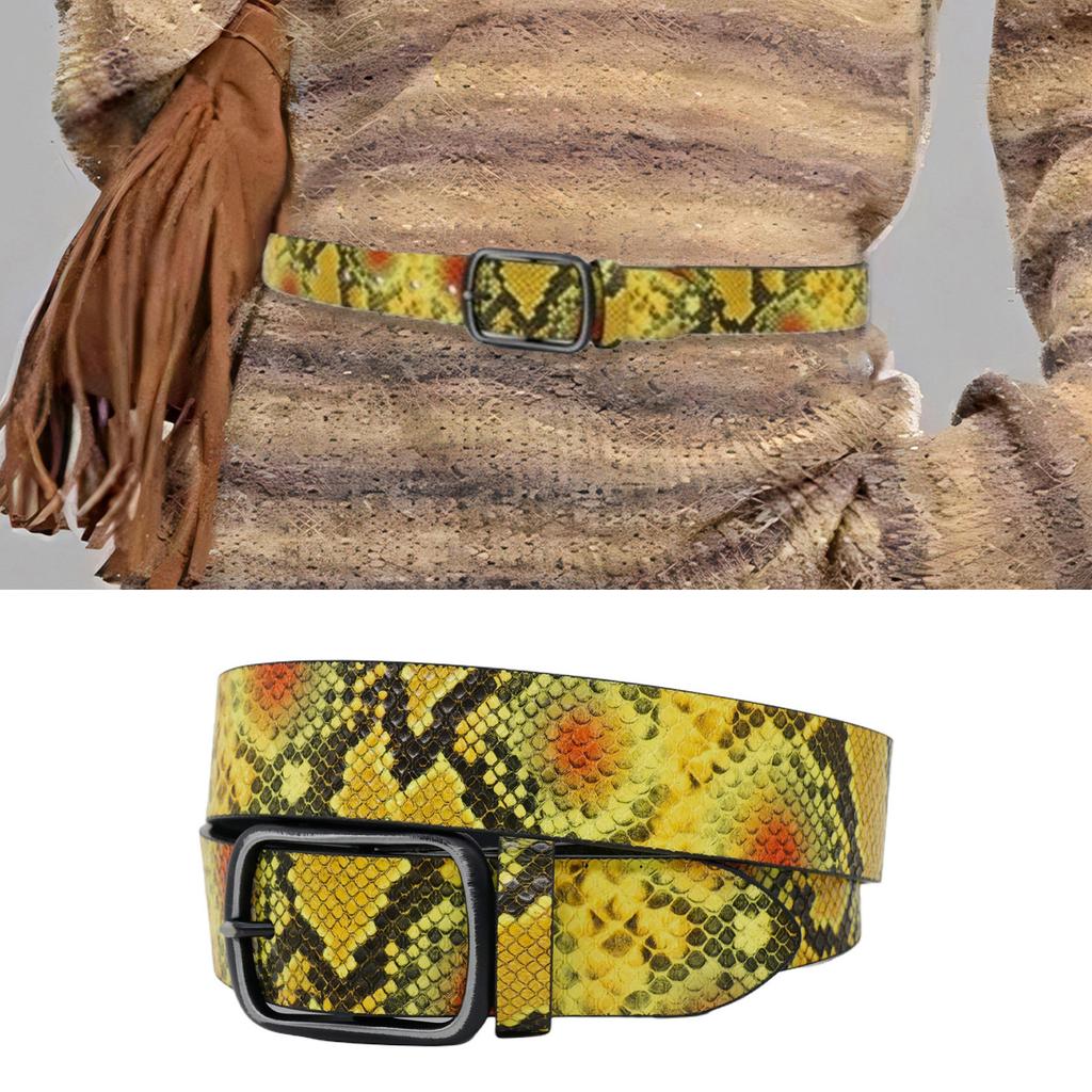 All Matching Leopard Pattern Belt for Women and Girl Simple Rectangle Buckle Waist Belt for Blouses Dresses and Coats