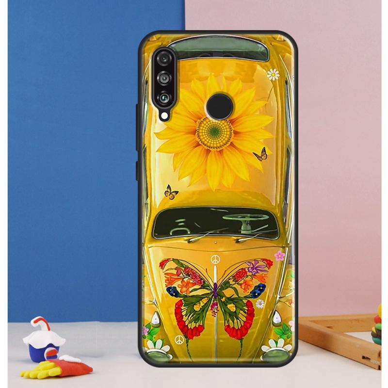 Hippie Peace Bus and Sunflower Case For Huawei Nova Y73 Y72 Y70 Y90 Y60 Y61 Y91 12s 12i 11i 8i 9 10 SE P30 P40 Lite P60 Pro