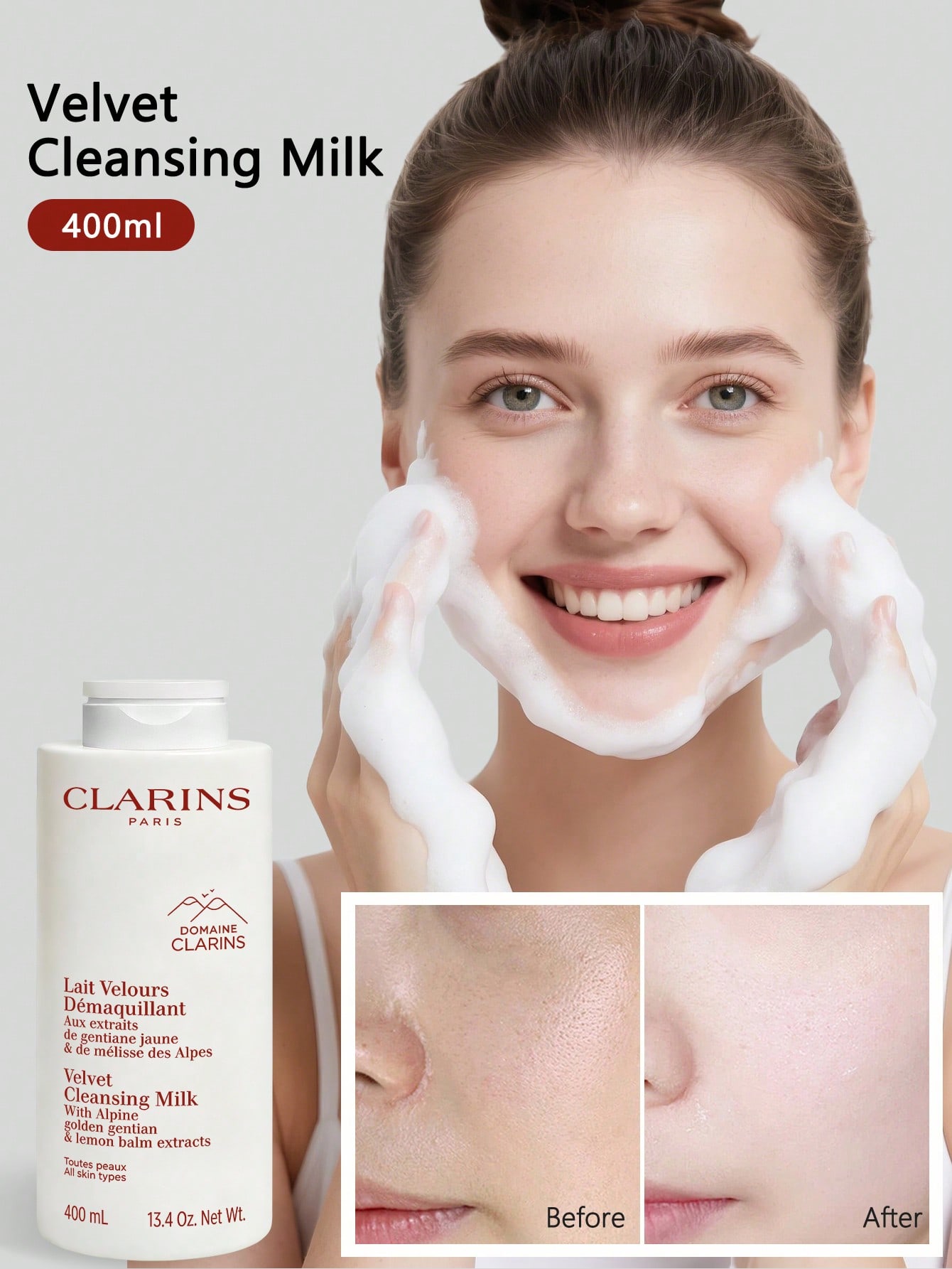Clarins White Tea Gentle Foam Cleanser 400ml Soothing Face Wash 400ml