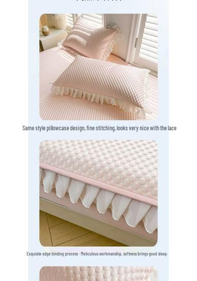 Summer Cool Ice Silk Lace Mat Set: Bean Ice Mat, Bed Sheet, and Mattress Protector with Free Shipping.