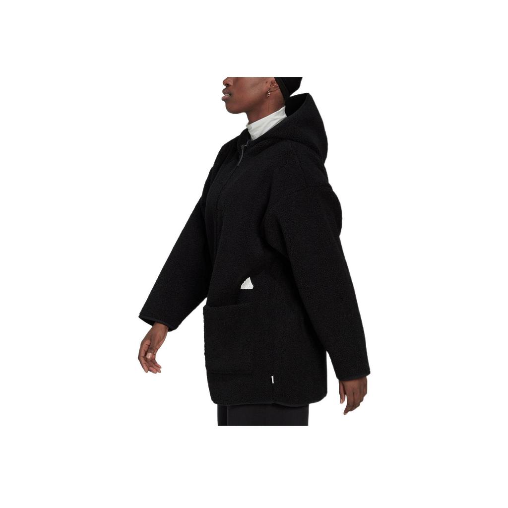 Adidas Polar Fleece Long Hooded Track Top Women Black HM2841