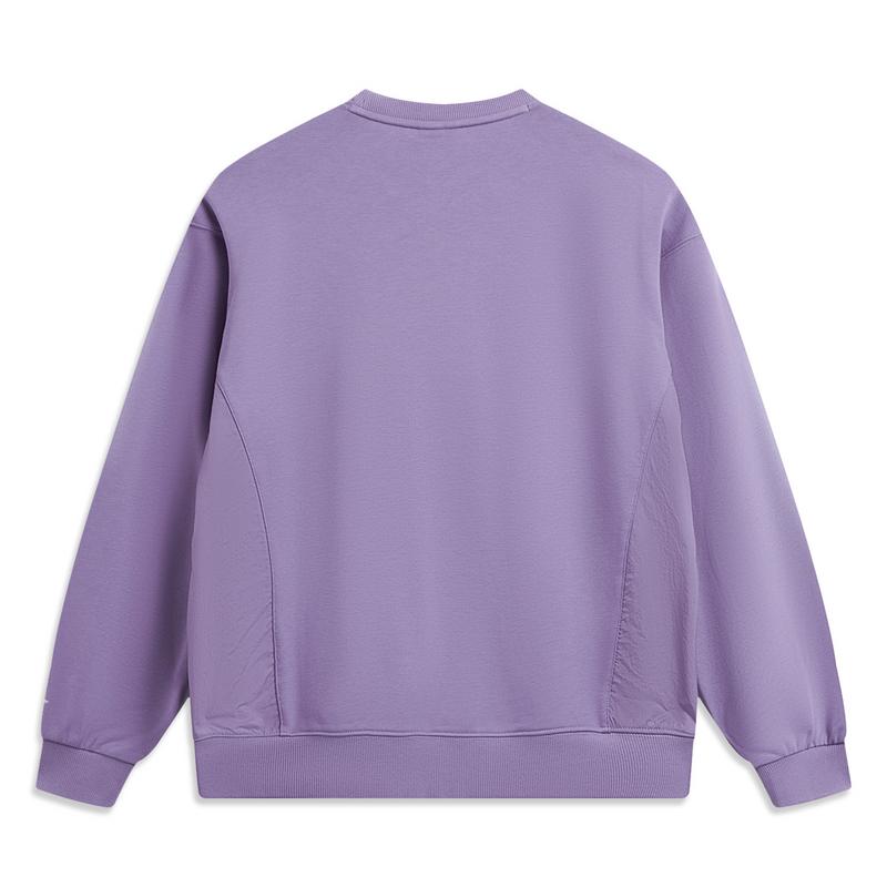 Li Ning Outdoor CF Soft Skin-Friendly Water-Resistant Loose Round Neck Sweatshirt Women Sweatshirt Mineral-Purple AWDW172-4