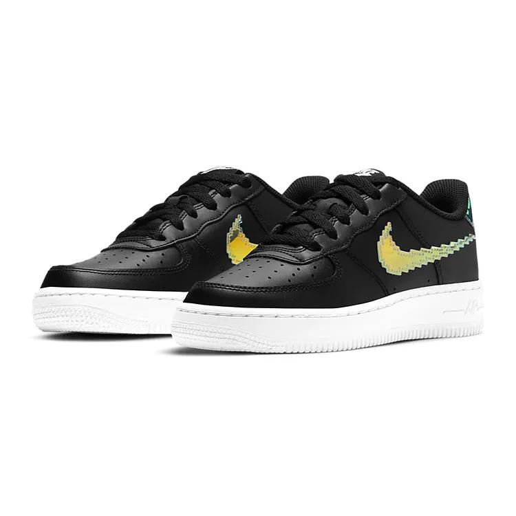 Nike Air Force 1 LV8 Grade School 'Digital Swoosh - Black' (Unisex) Black / Multi-Color / White Kids' Skateboarding Shoes CW1577 002