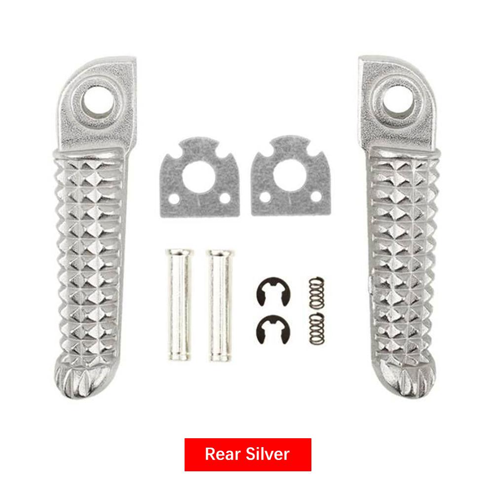 

1 пара подножек для мотоцикла, подножки задние и передние, алюминиевые, серебристые, для Yamaha YZF R1 2002-2020 R6 2003-2020 YZF R6S R1M, аксессуары Rear Silver