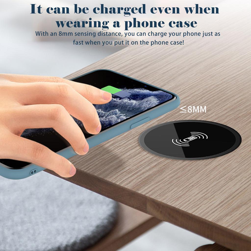 Wireless Charging Pad, Home Desktop Wireless Charger, Concealed Charging Under Desk Charging Pad, Wireless Power Pad
