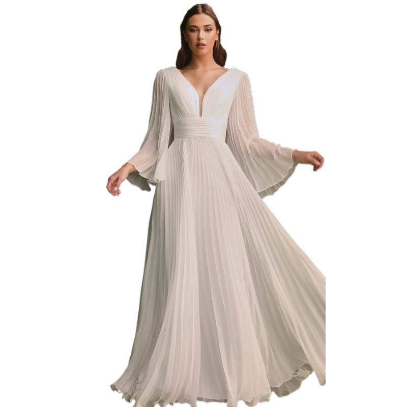 

Новое женское сексуальное платье с длинным рукавом с глубоким V-образным рукавом Тонкое платье