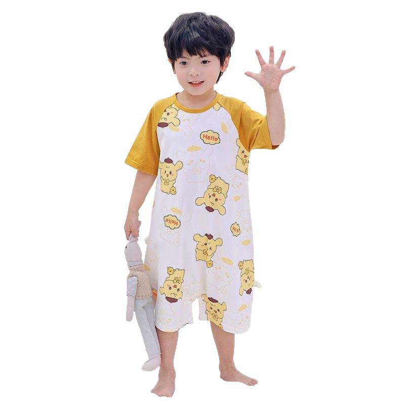 Summer Infant Short-Sleeve Cotton Pajamas - Thin Style Sleep Sack for Babies