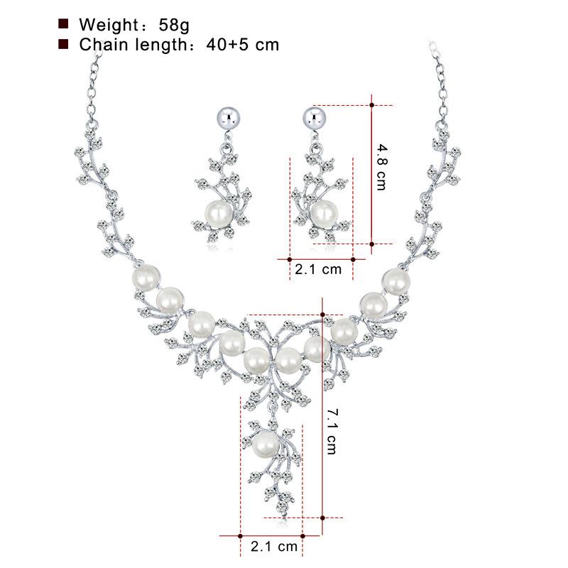 Yi Sugar Fashion Trendy Crystal Gold Plated Wedding Party Pearl Jewelry Necklaces Zircon Jwelleries Set With Pearls for Women