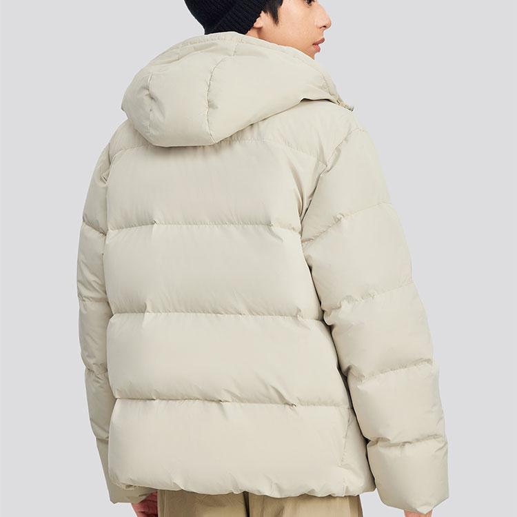 Skechers Windproof Waterproof Oil-Resistant Teflon Three-Proof Warm Duck Down Hooded Jacket Unisex Outerwear Light-Brown L324U154-0046