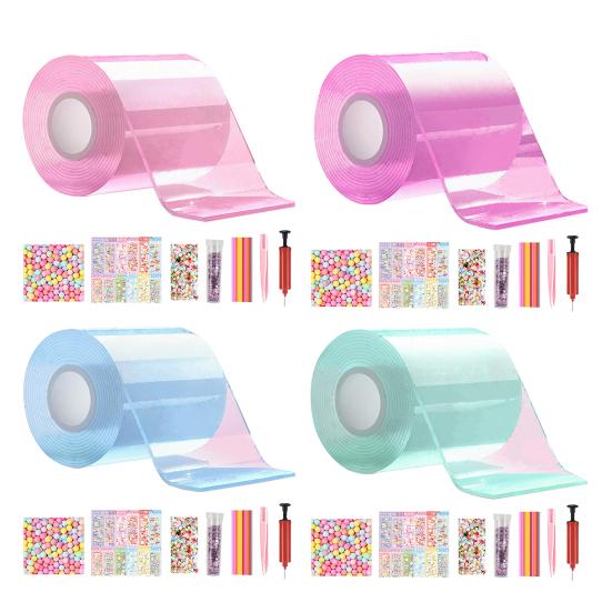 Nano-Klebeband-Blasen-Set mit Glitzerperlen DIY Stressabbau Spielzeug-Set für Kinder Erwachsene Kreatives Blasenmacher-Bastelset für Partygeschenke Entspannung