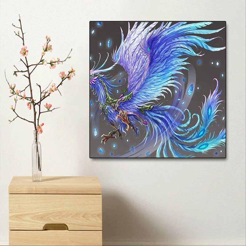 New Arrival 5D DIY Full Circle Diamond Painting "Colorful Phoenix" Embroidery Cross Stitch Home Decor Gift