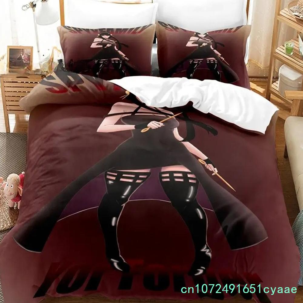 Spy Family Yor Forger Bedding Set Single Twin Full Queen King Size Bed Set Aldult Boys Bedroom Duvetcover Sets Anime Bed Sheet